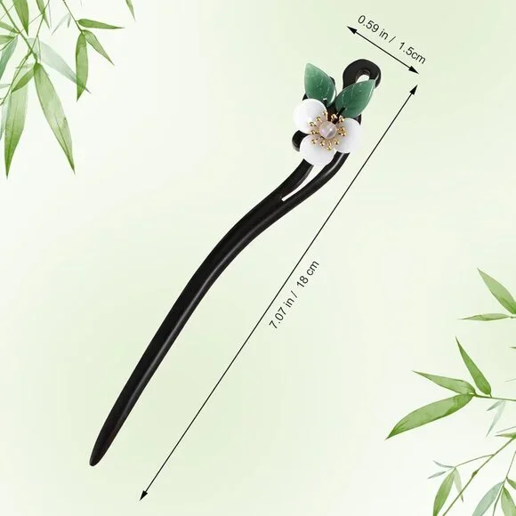 Vintage Flower Hair Stick Chinese Wood Stylish Elegant Hair Accessory Women Girl - Picture 3 of 9